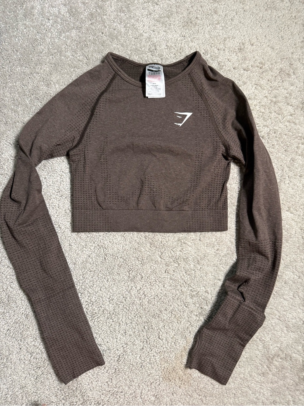 Gymshark Women's Chocolate Brown Seamless Long Sleeve Crop Top